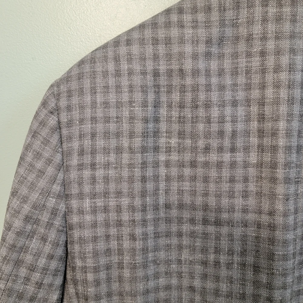 Lauren Ralph‎ Lauren Mens SZ 44L Check Linen Wool Silk Blend Blazer Sport Jacket